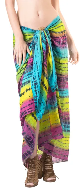 LA LEELA Bikini Swimwear Wrap Sarong Bikini Cover up Tie Dye 78"X43" Yellow_4451