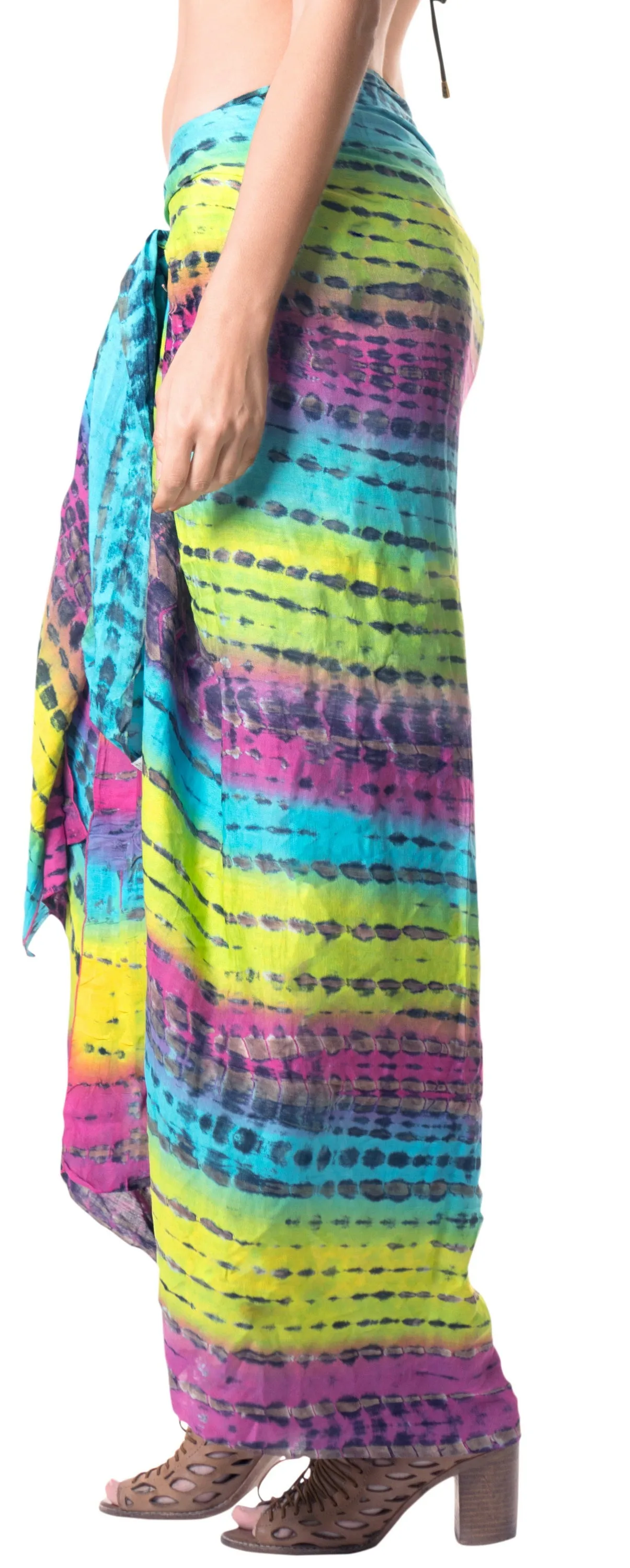 LA LEELA Bikini Swimwear Wrap Sarong Bikini Cover up Tie Dye 78"X43" Yellow_4451