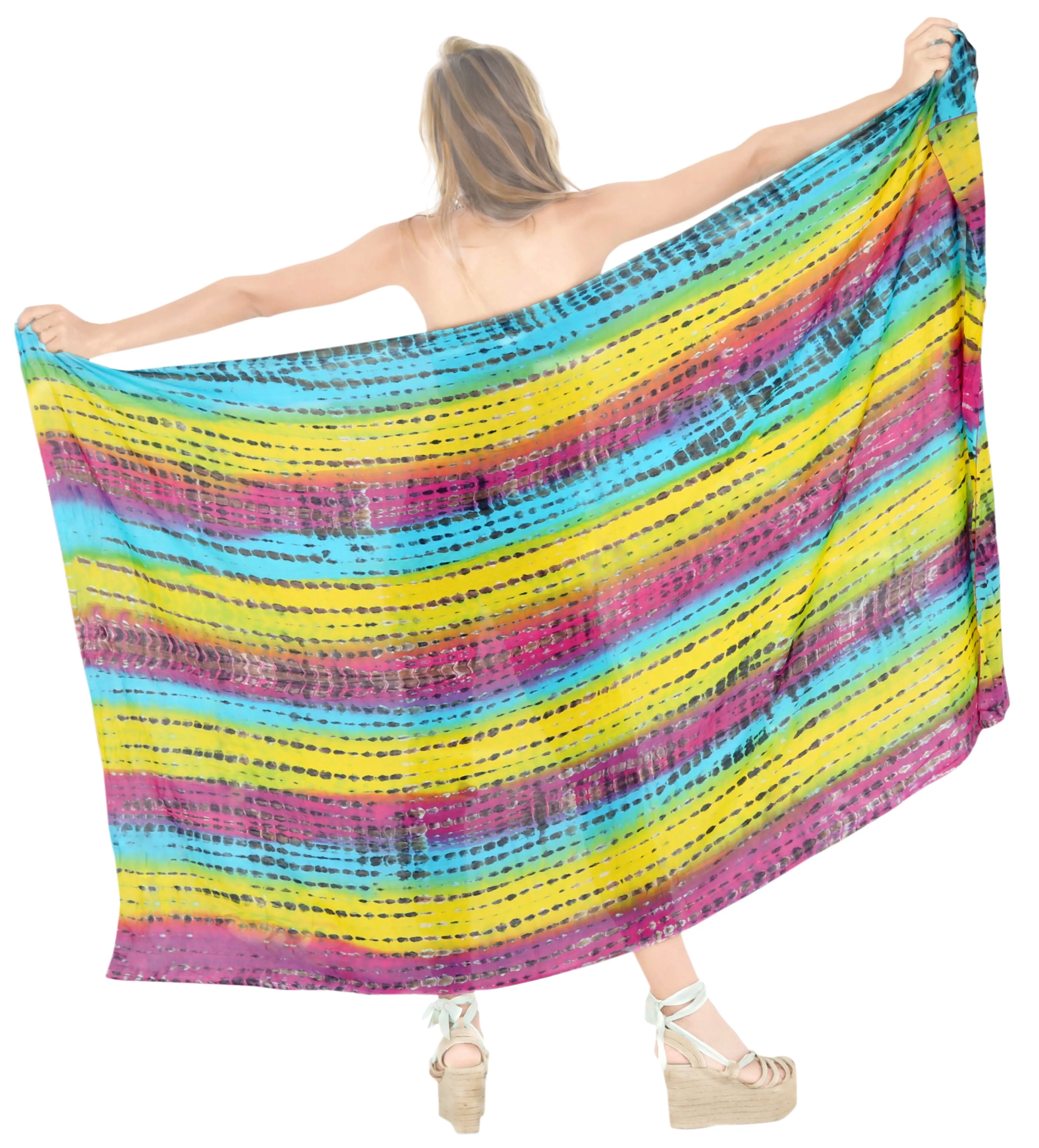 LA LEELA Bikini Swimwear Wrap Sarong Bikini Cover up Tie Dye 78"X43" Yellow_4451
