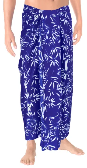LA LEELA Men Sarong Soft Light Printed Aloha Party Hawaiian Mens 72"X42" Royal Blue_2749