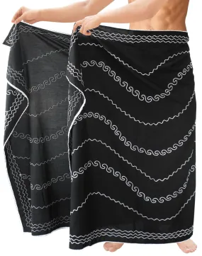 La Leela Men's Hawaiian Beach Wrap Sheer Sarong Swimming Bathing Suit Towel Beachwear Swim Pareo Cover up Long 72"X42"  Black 134501