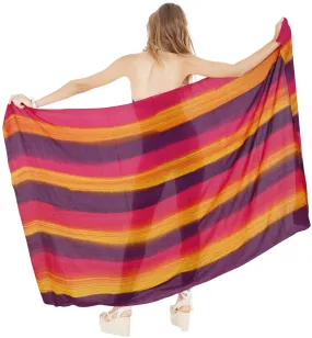 LA LEELA Rayon Beach Pareo Sarong Bikini Cover up Tie Dye 78"X43" Purple_6819