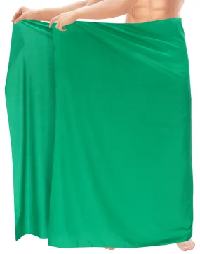 LA LEELA Rayon Solid Casual Beachwear Swimwear Wrap Mens 72"X42" Dark Green_3971