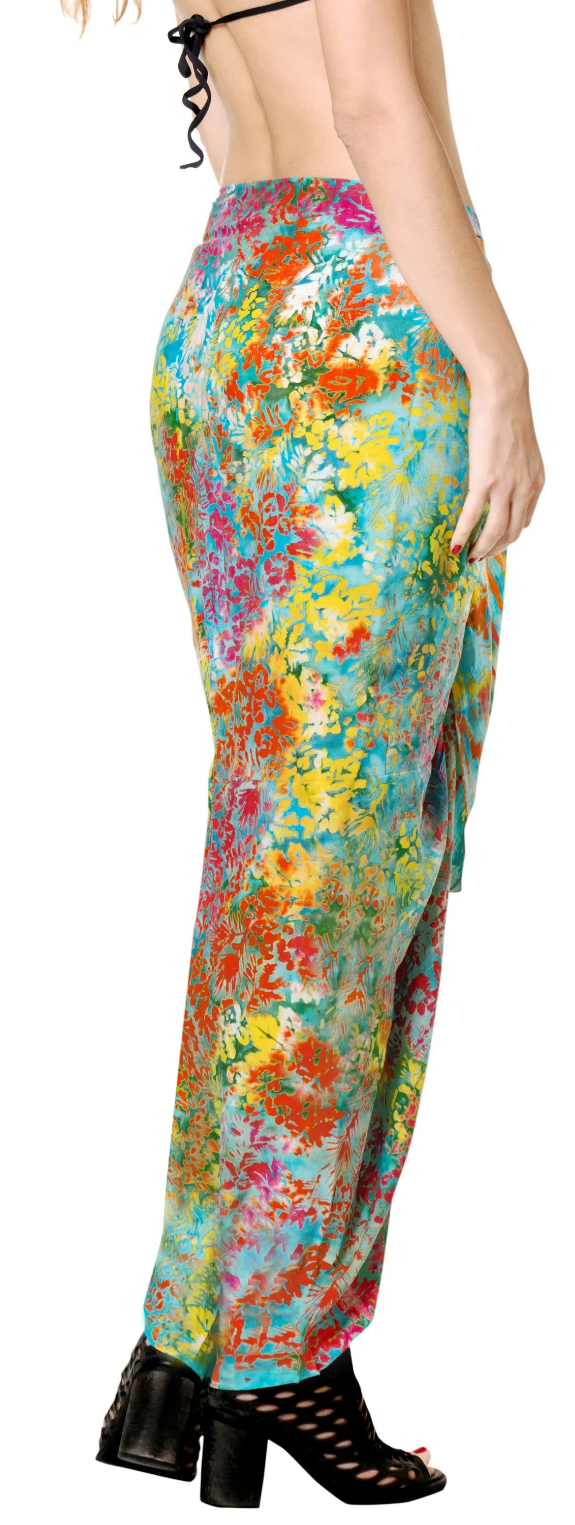 LA LEELA Resort Scarf Beach Dress Sarong Printed 78"X43" Turquoise_4401