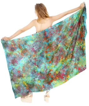 LA LEELA Resort Scarf Beach Dress Sarong Printed 78"X43" Turquoise_4401