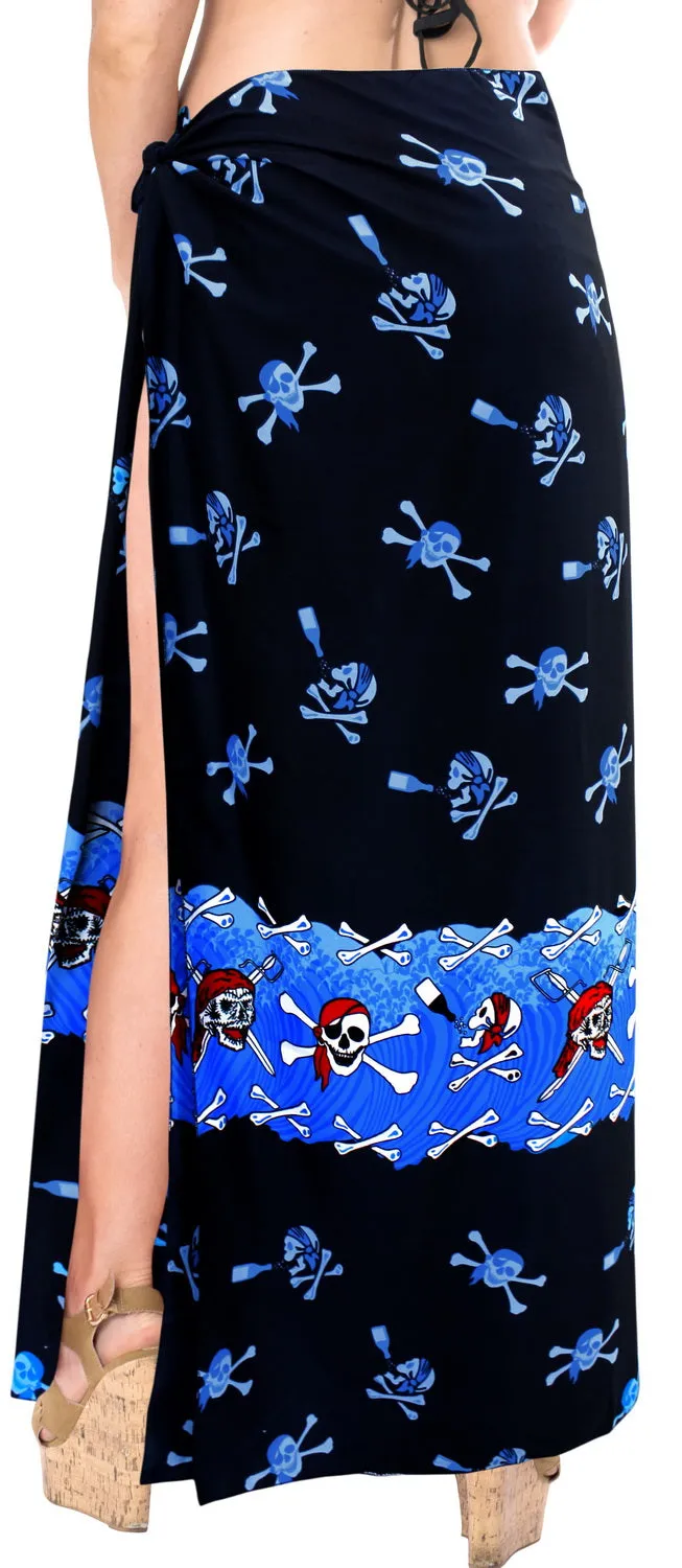 La Leela Soft Light Bathing Suit Women Sarong Printed 88"X42" Bright Blue_2524