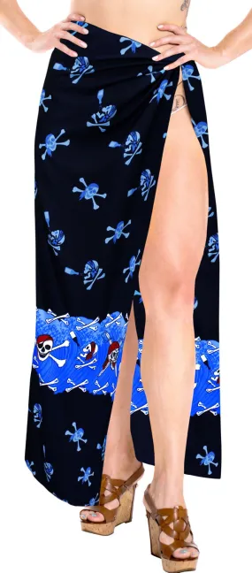 La Leela Soft Light Bathing Suit Women Sarong Printed 88"X42" Bright Blue_2524