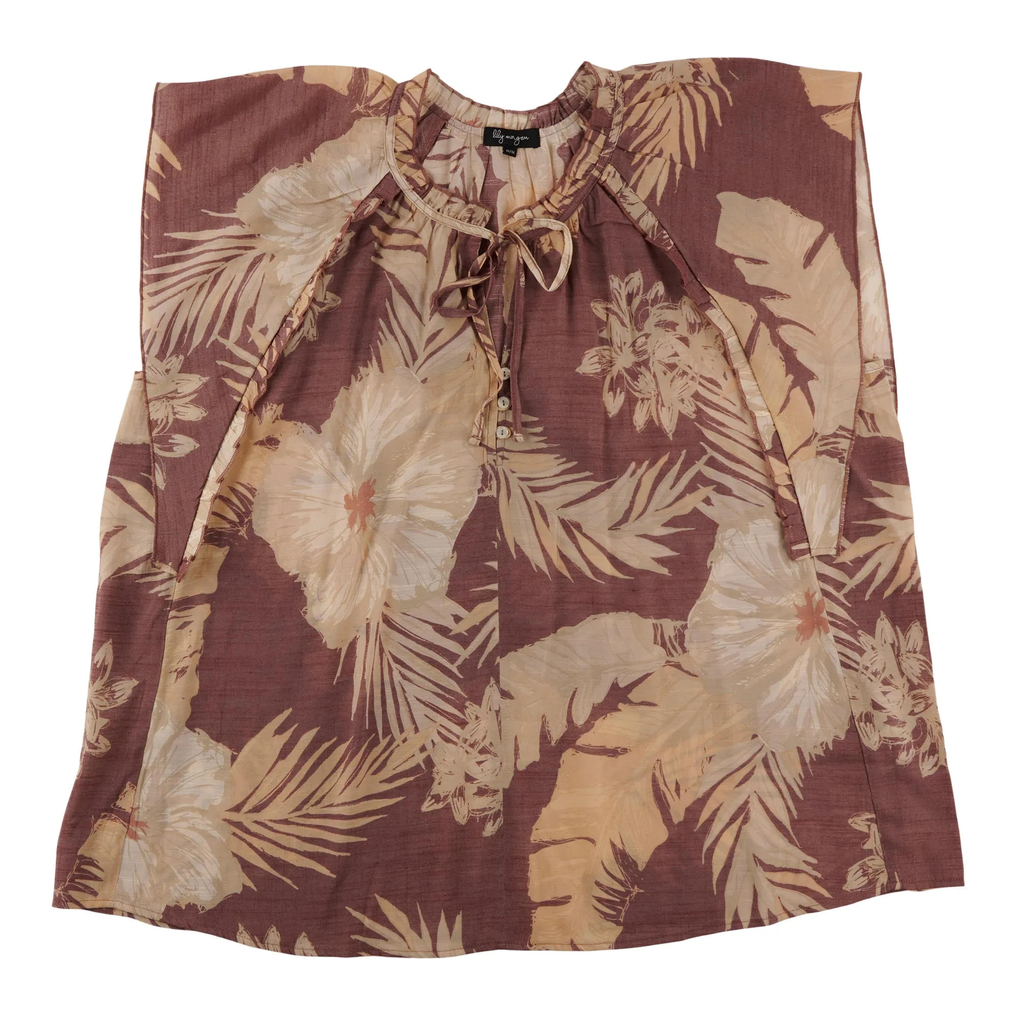 lily morgan Women's Plus Exotic Ruffle Sleeve Blouse