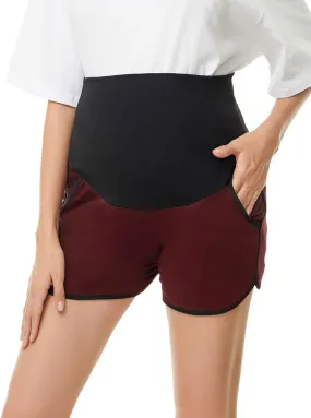 Love2Mi Maternity Shorts Lounge Sports Yoga Over Belly Workout Stretchy Pregnancy Shorts with Pockets