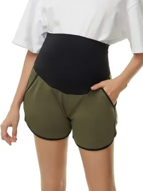 Love2Mi Maternity Shorts Lounge Sports Yoga Over Belly Workout Stretchy Pregnancy Shorts with Pockets