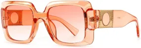 Luxury Clear Brown Sunglasses for Women Vintage Gradient Elegant Sun Glasses Fashion