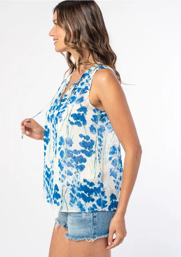 Lydia Floral Sheer Tie Front Tank Top
