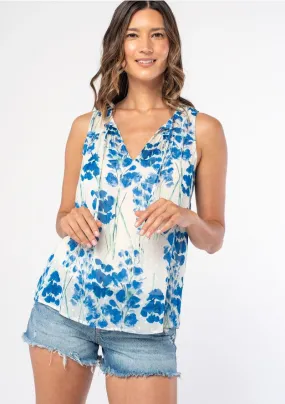 Lydia Floral Sheer Tie Front Tank Top