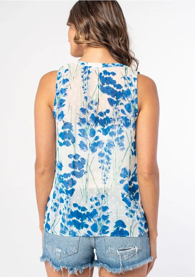 Lydia Floral Sheer Tie Front Tank Top