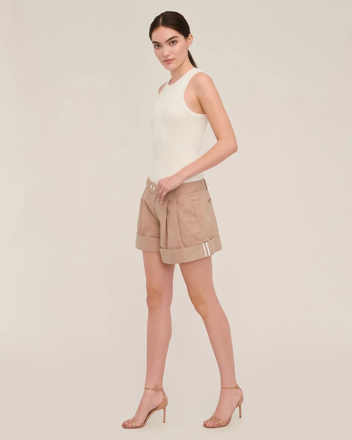 MARISSA WEBB BAILEY PLEATED CHINO SHORT - SAND BEIGE