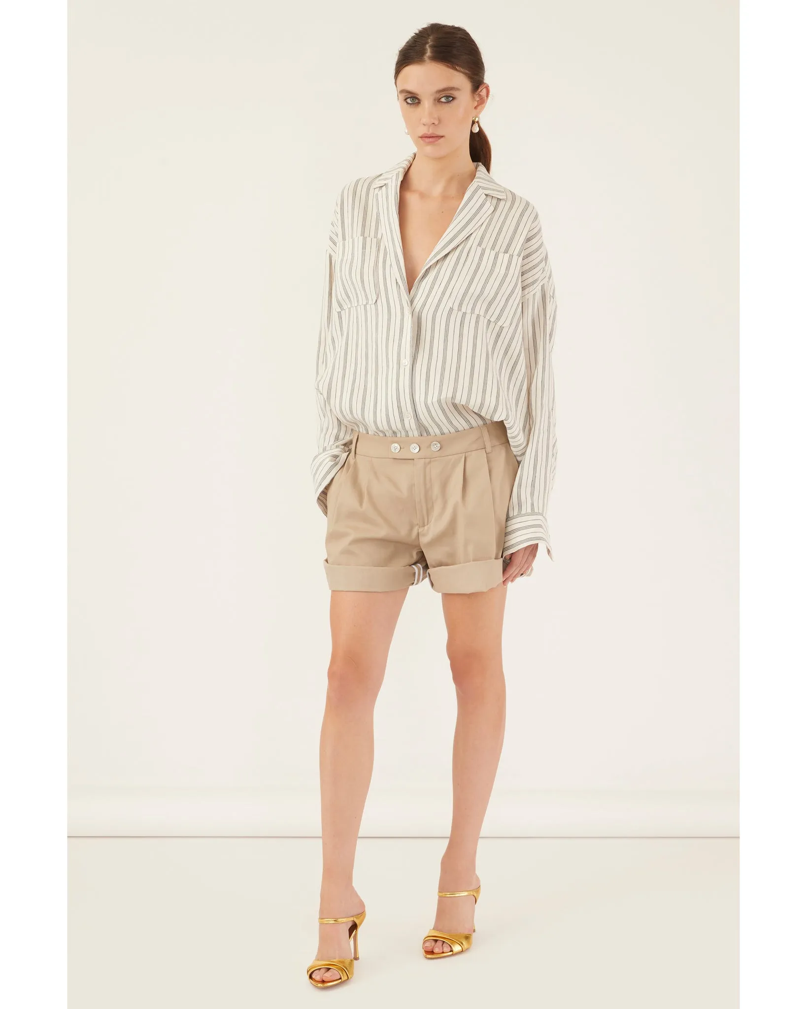 MARISSA WEBB BAILEY PLEATED CHINO SHORT - SAND BEIGE