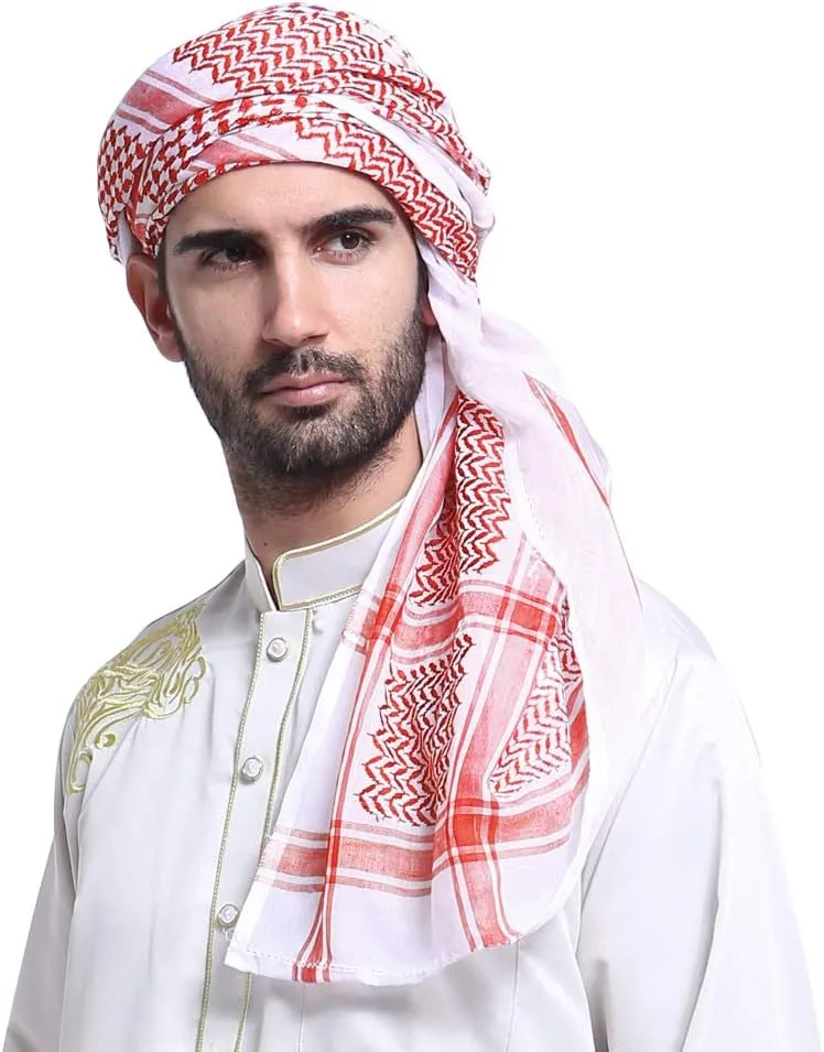 Men Arab Scarf Headwrap Costume Keffiyeh Shemag Yashmag Ghutra Mashada Hatta
