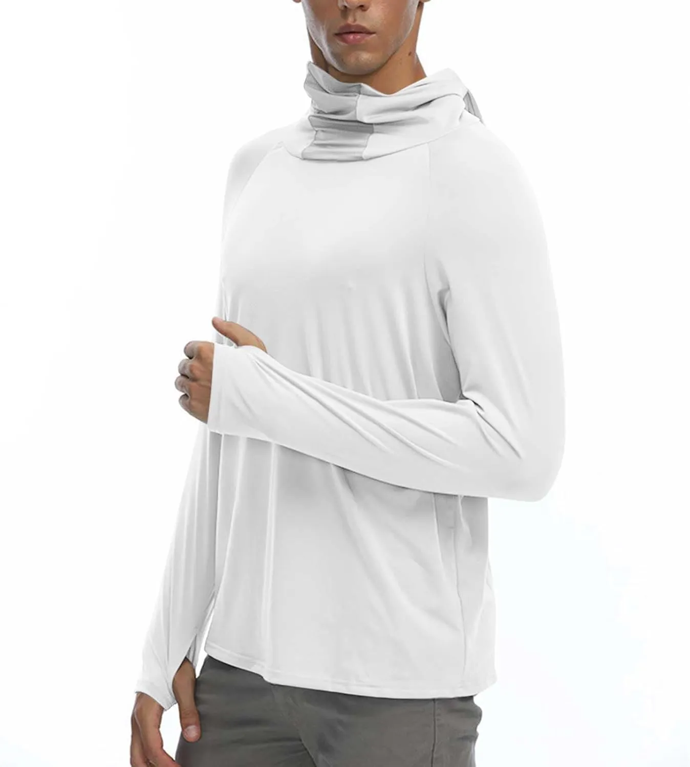 Men Women Sun Protection Hoodie Shirt UPF 50  Long Sleeve UV SPF Tshirt with Face Mask Rash Guard Fishing Lightweight