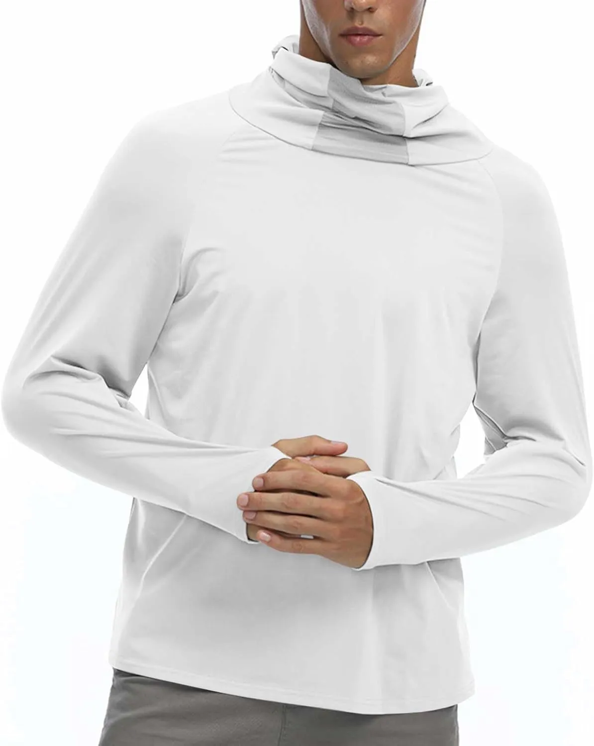 Men Women Sun Protection Hoodie Shirt UPF 50  Long Sleeve UV SPF Tshirt with Face Mask Rash Guard Fishing Lightweight