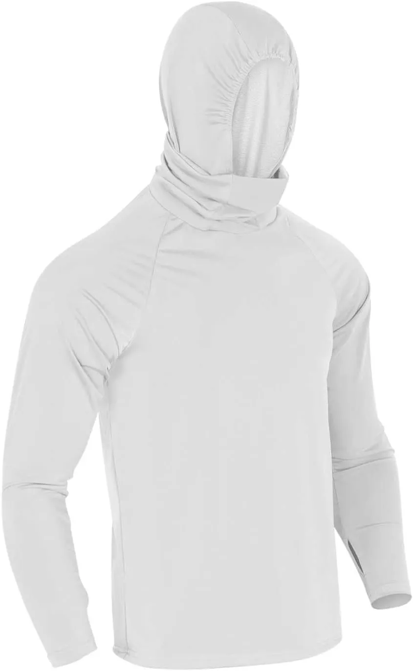 Men Women Sun Protection Hoodie Shirt UPF 50  Long Sleeve UV SPF Tshirt with Face Mask Rash Guard Fishing Lightweight