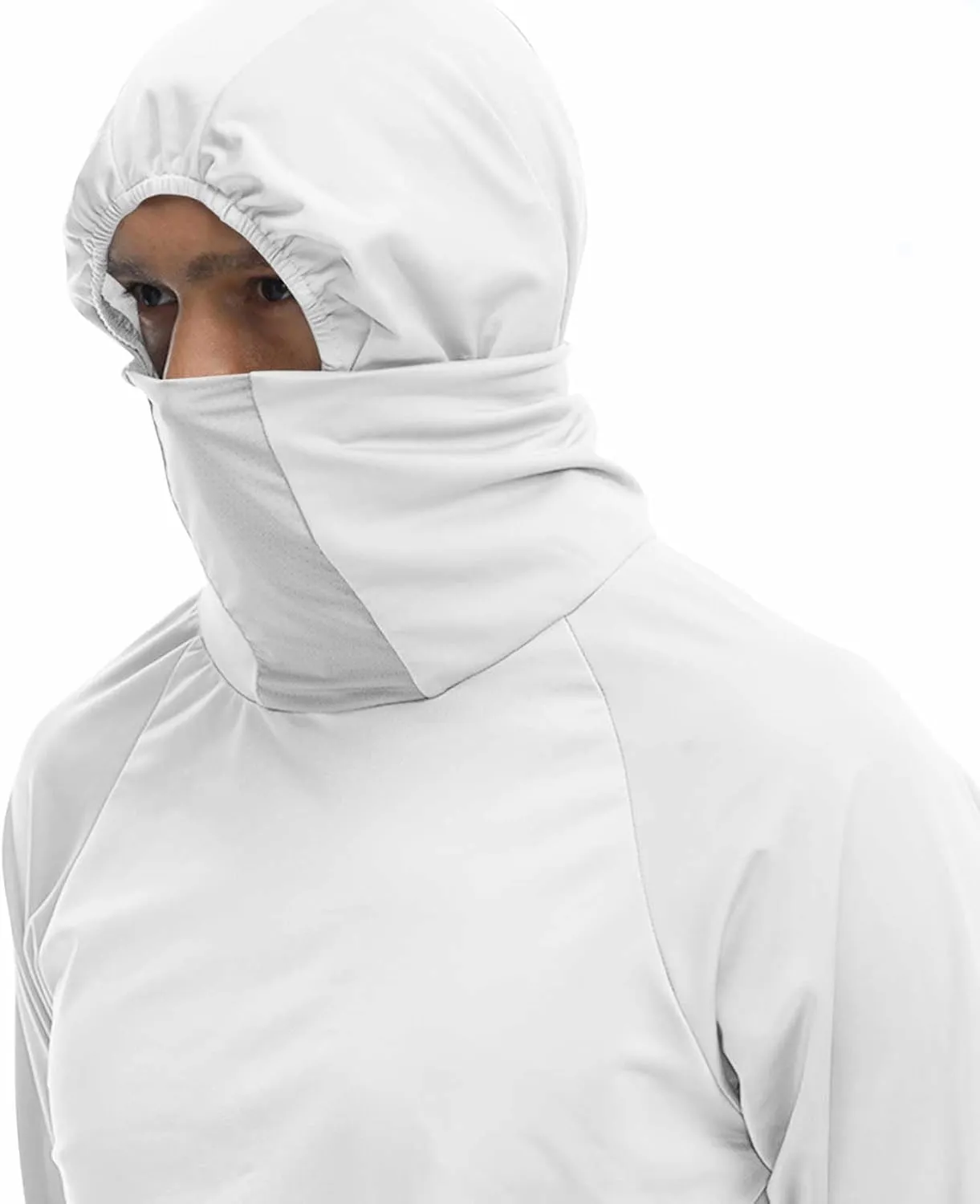Men Women Sun Protection Hoodie Shirt UPF 50  Long Sleeve UV SPF Tshirt with Face Mask Rash Guard Fishing Lightweight