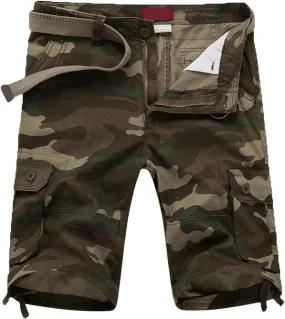 Mens Cargo Shorts Camouflage Relaxed Fit Multi Pocket Outdoor Casual Shorts Trendy Summer Twill Cotton Workout Shorts