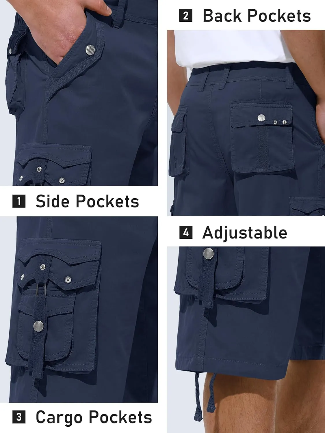 Mens Cargo Shorts Casual Shorts Hiking Shorts Below Knee Relaxed Fit Multi Pockets Running Joggers Outdoor Mens Shorts