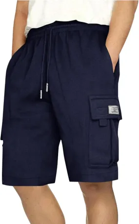 Mens Elastic Waist Cargo Shorts Summer Knee Length Bermuda Shorts Relaxed-Fit Casual Workout Shorts Hiking Pants