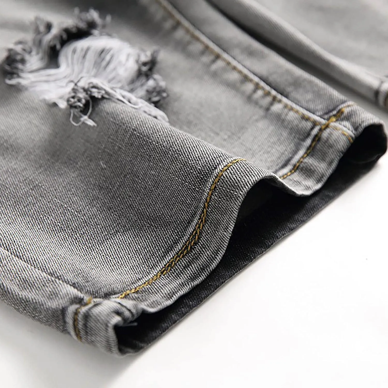 Mens Jean Shorts Summer Relaxed-Fit Ripped Bermuda Shorts Fashion Distressed Denim Shorts Casual Summer Work Shorts