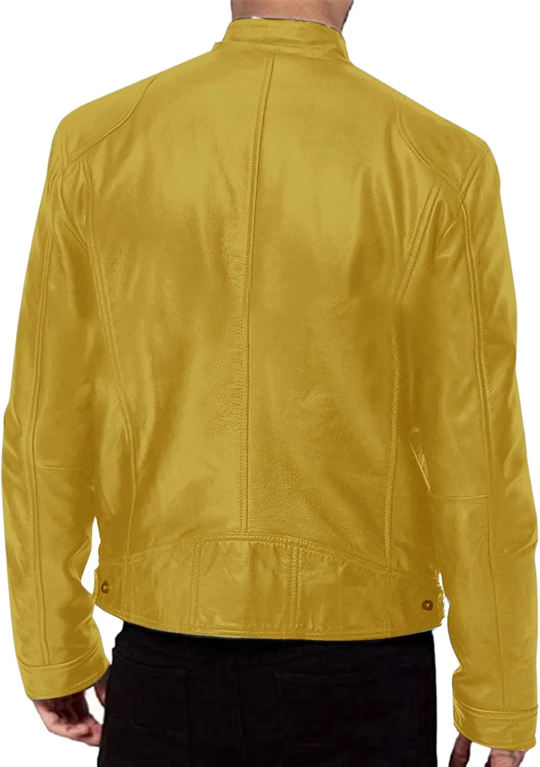 Men's Leather Biker Jacket 2024 Casual Stylish Stand Collared Zip Up Varsity Coat Motorcycle Light Weight Jackets