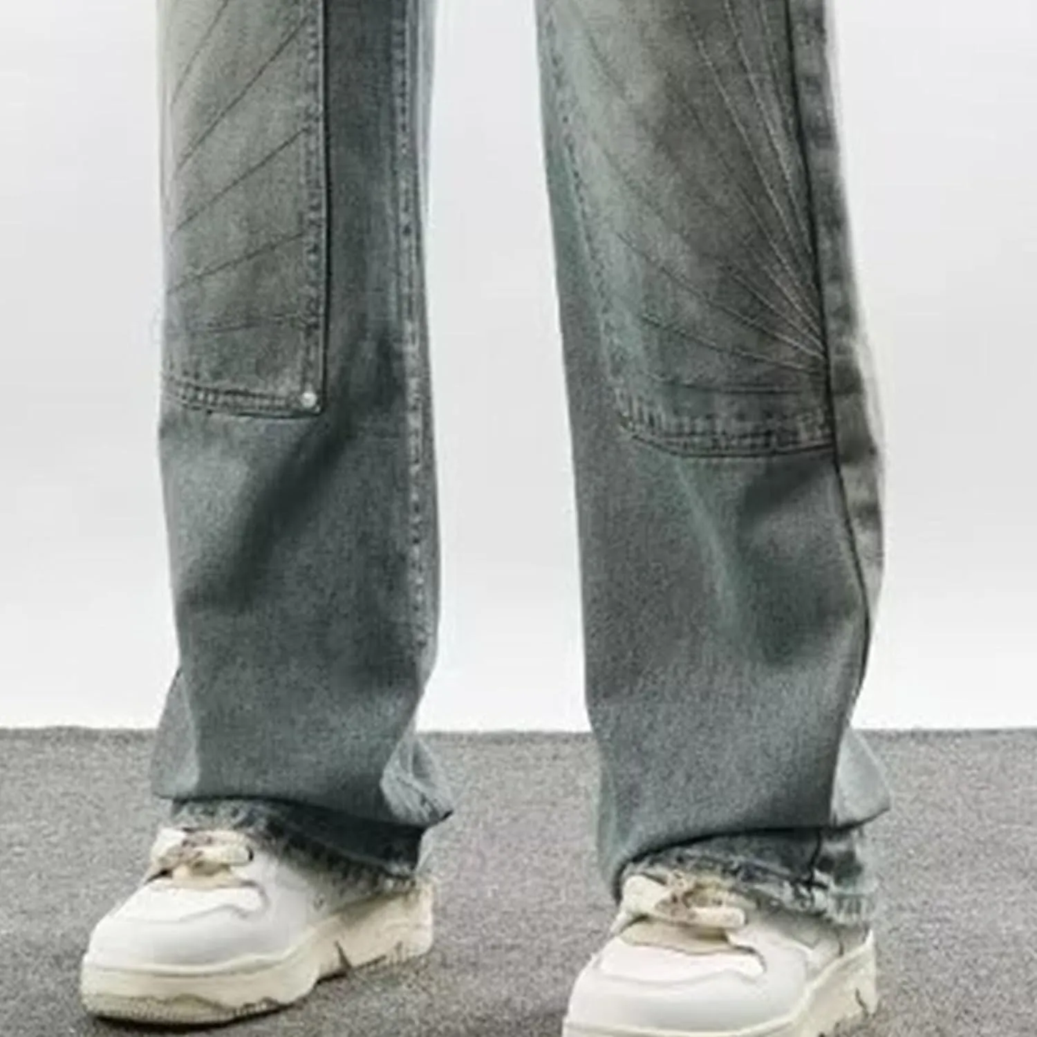 Men's Relaxed Fit Straight Leg Jeans Retro Washed Stylish Hip Hop Denim Pants Casual Loose Trousers Streetwear