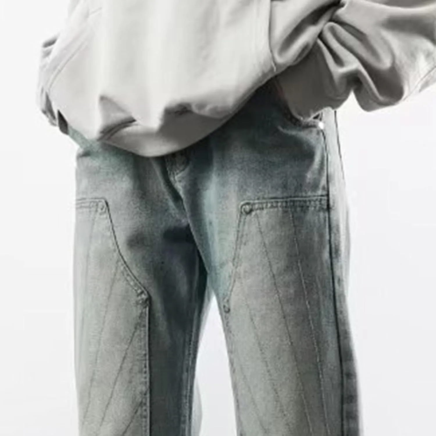 Men's Relaxed Fit Straight Leg Jeans Retro Washed Stylish Hip Hop Denim Pants Casual Loose Trousers Streetwear