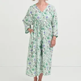 Mila Floral Emerald Long Caftan Coverup