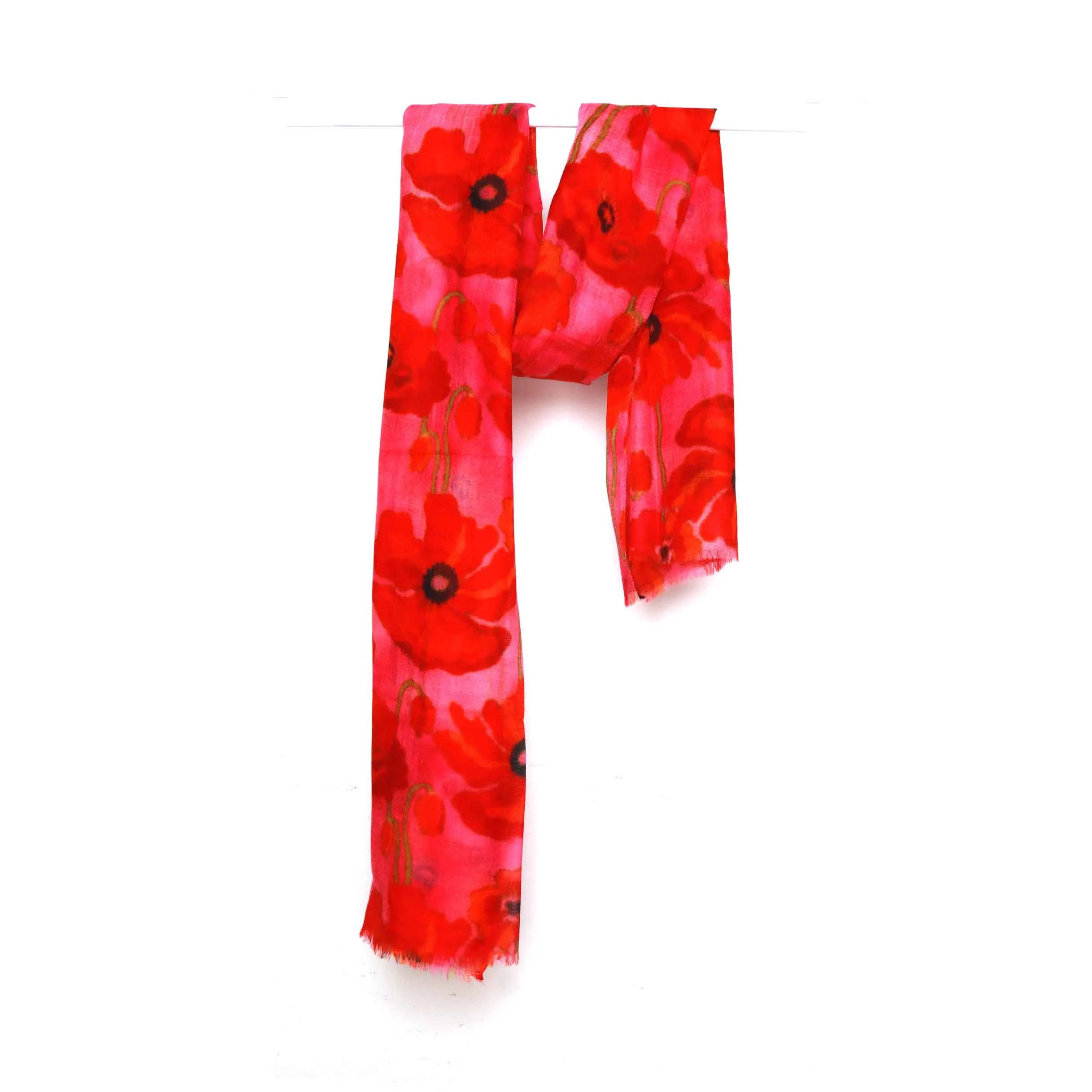 Modal Silk Scarf: Poppies