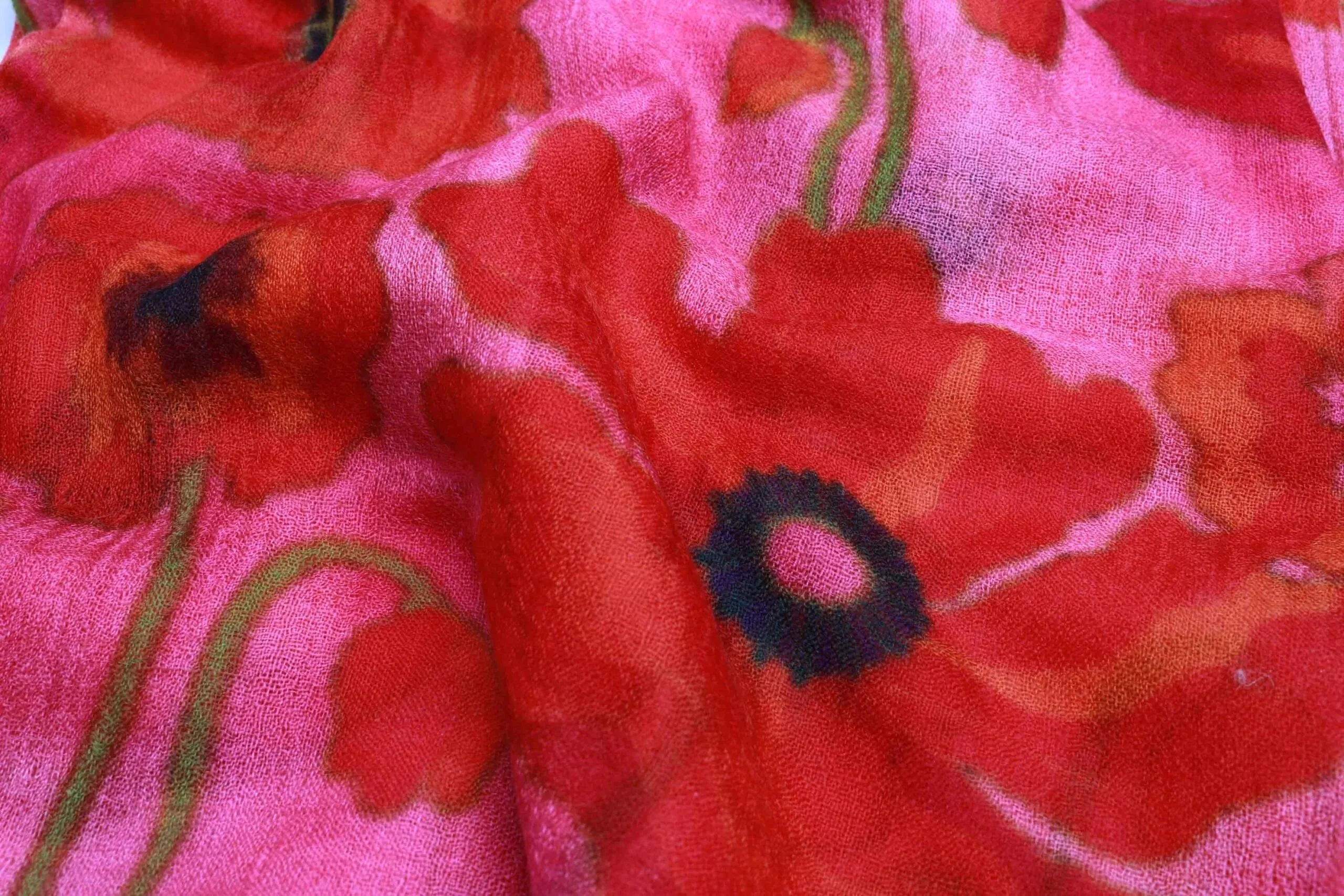 Modal Silk Scarf: Poppies