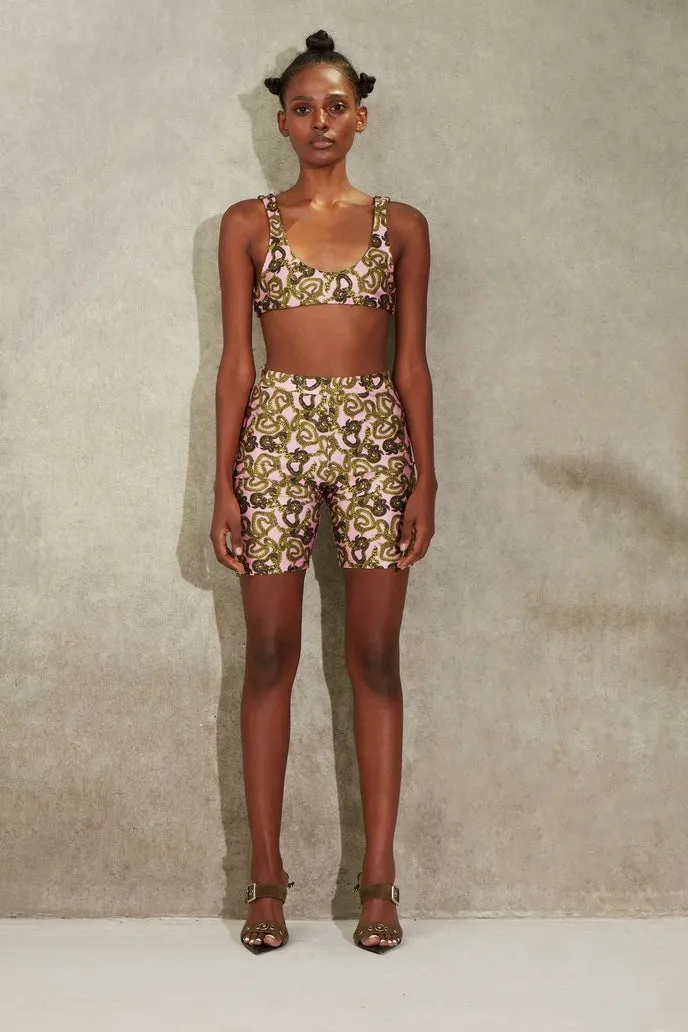 Monzlapur - Snake Print Biker Short: Bubblegum