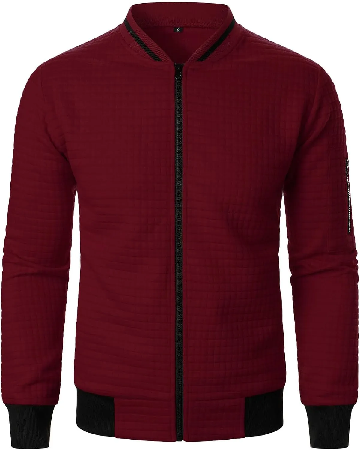 Muscularfit Mens Loose Fit Lightweight Jacket Casual Trendy Bomber Jacket Solid Color Waffle Full Zip Outwear Fall Light Coat