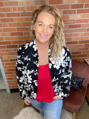 My Wish Black Floral Blazer