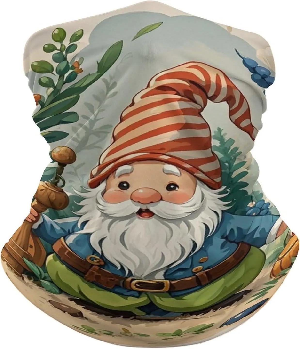 Neck Gaiter Christmas Gnome Balaclava Windproof Face Mask Scarf for Men Women Sun Protection Headwear Breathable Face Cover Bandana for Skiing Hiking 19.6x9.8 Inch