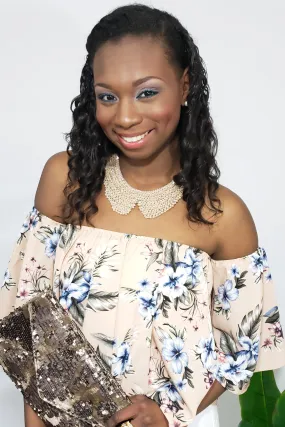 OOH Zaalima Off the Shoulder Boho Top in Blush Floral Print