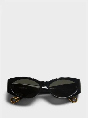 Ovalo Sunglasses in Black, Yellow Gold and Grey