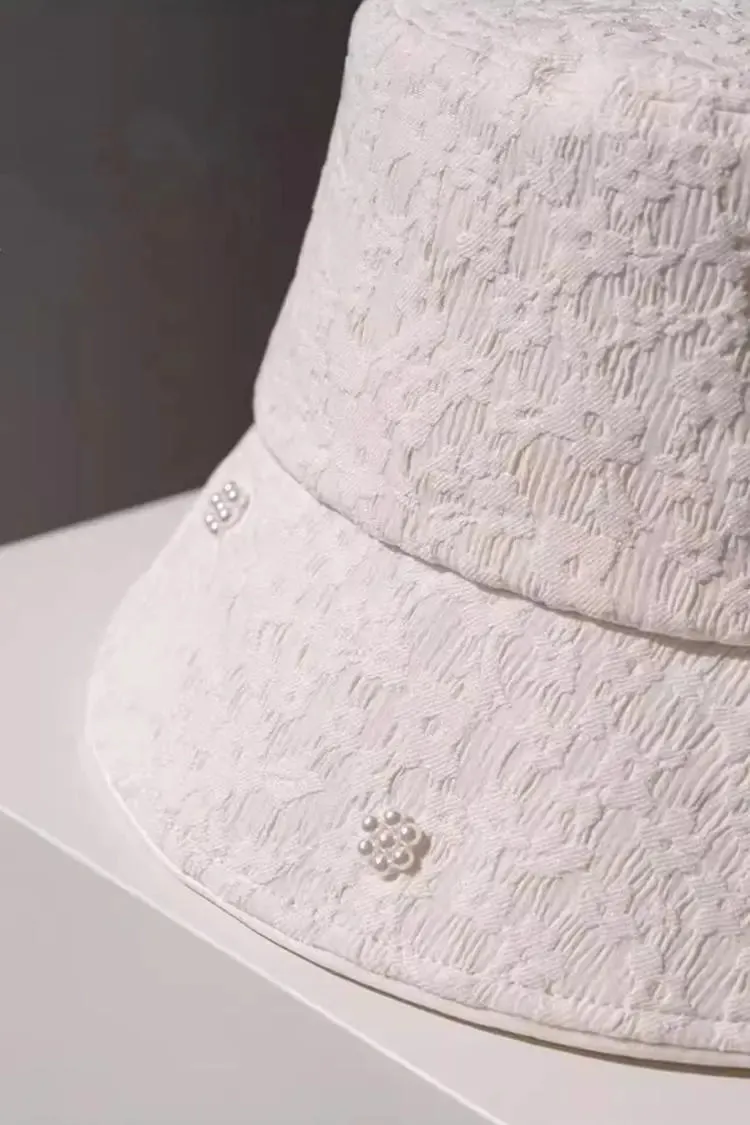 Pearl Embellished Jacquard Bucket Hat