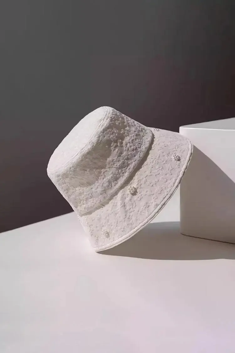 Pearl Embellished Jacquard Bucket Hat