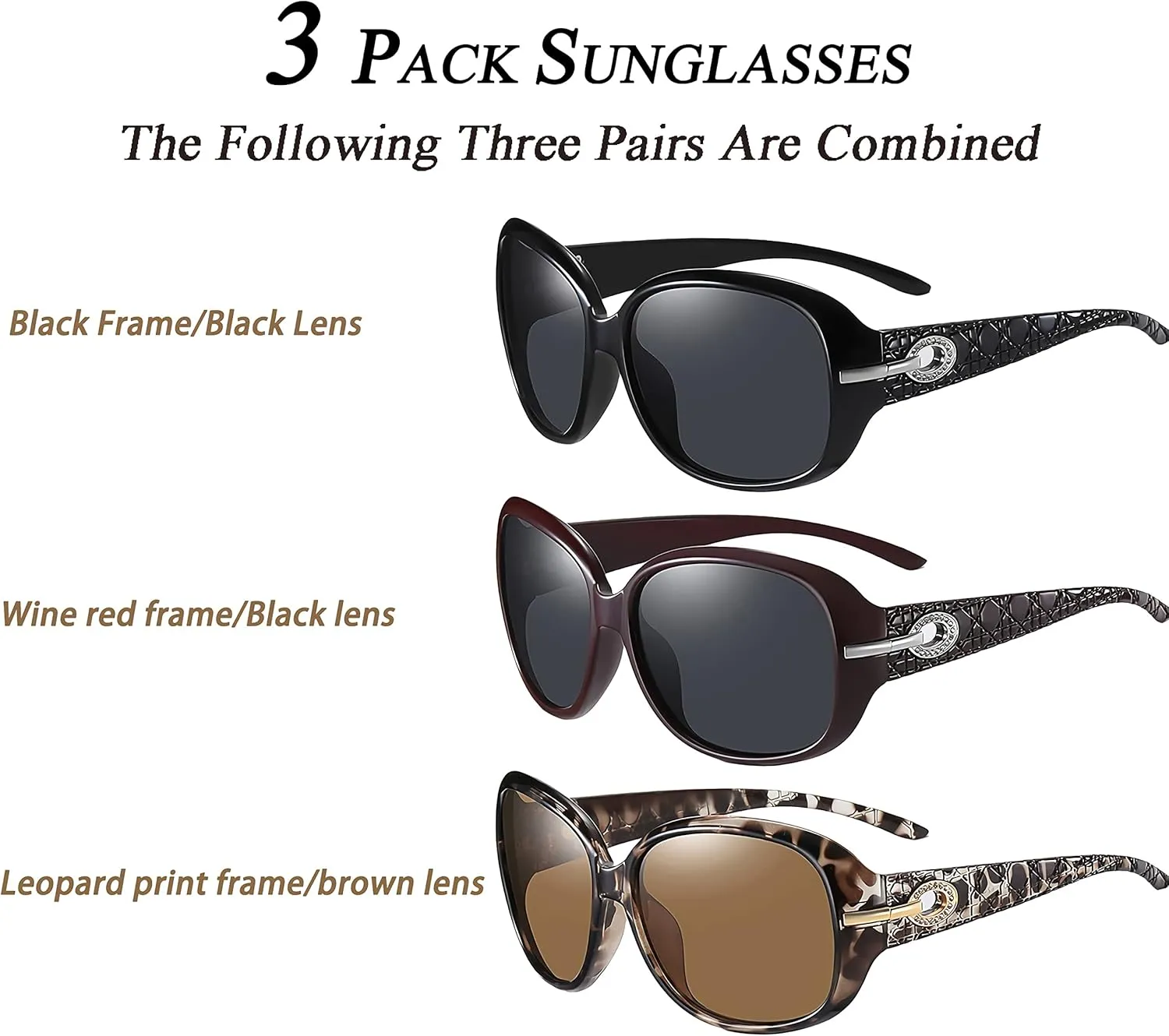Polarized Sunglasses for Men and Womens UV400 Protection Sports Driving Fishing Glasses 3pack