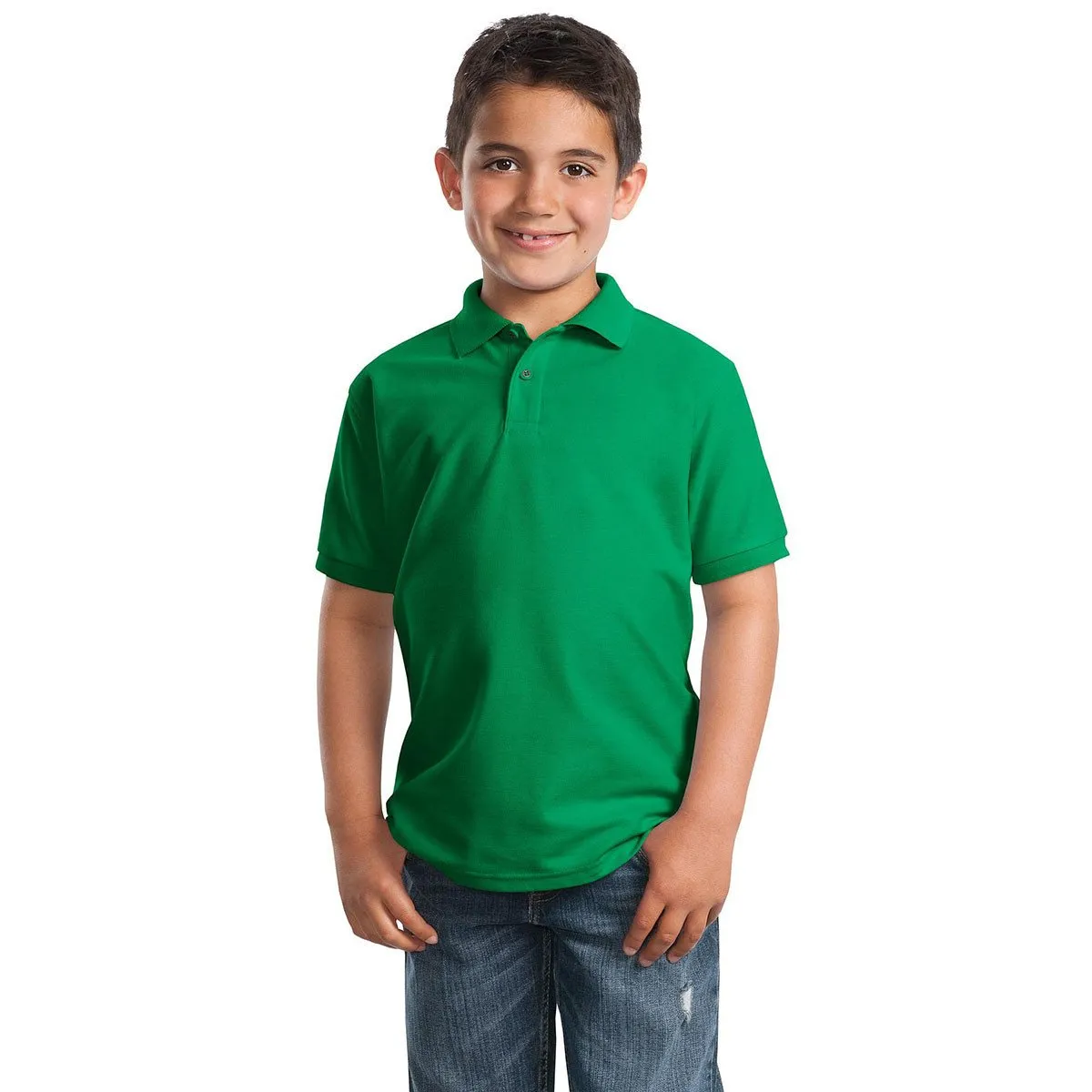 Port Authority Youth Kelly Green Silk Touch Polo