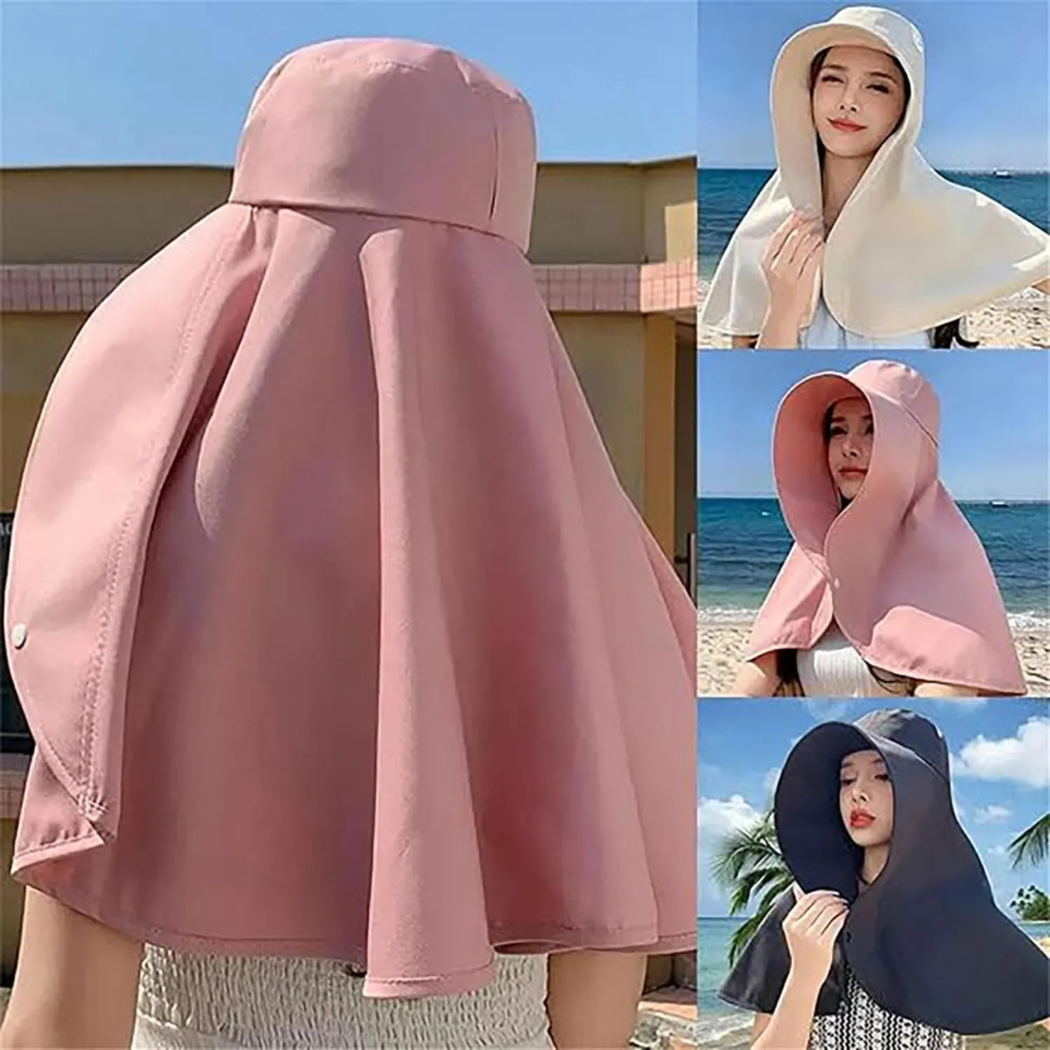 Protection Big Brim Shawl Sun Hat for Women,Roof Cover Protection Beach Full UV with Neck,Outdoor Summer Protection