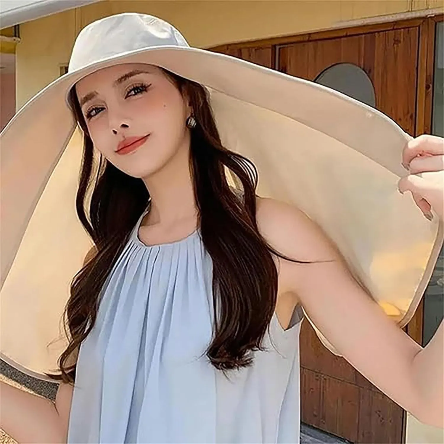 Protection Big Brim Shawl Sun Hat for Women,Roof Cover Protection Beach Full UV with Neck,Outdoor Summer Protection