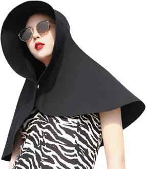 Protection Big Brim Shawl Sun Hat for Women,Roof Cover Protection Beach Full UV with Neck,Outdoor Summer Protection
