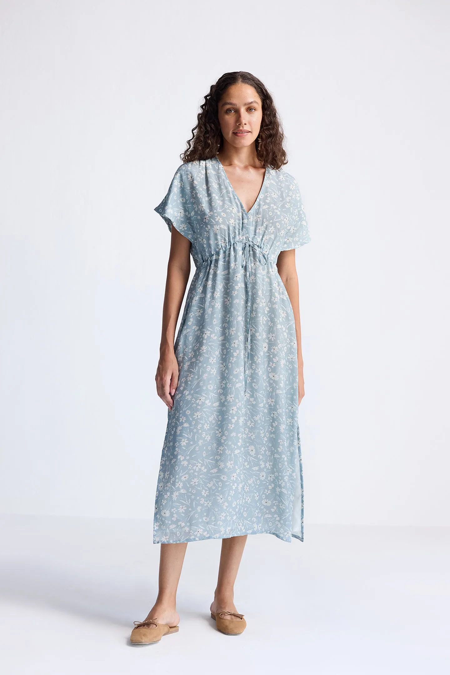 Reistor Gathered Maxi Dress in Light Blue Florals | NEW COLLECTION