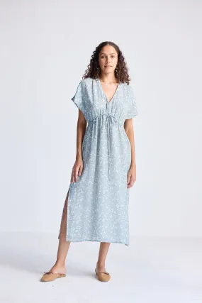 Reistor Gathered Maxi Dress in Light Blue Florals | NEW COLLECTION